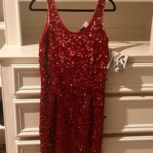 Red Sequin Sleeveless Dress